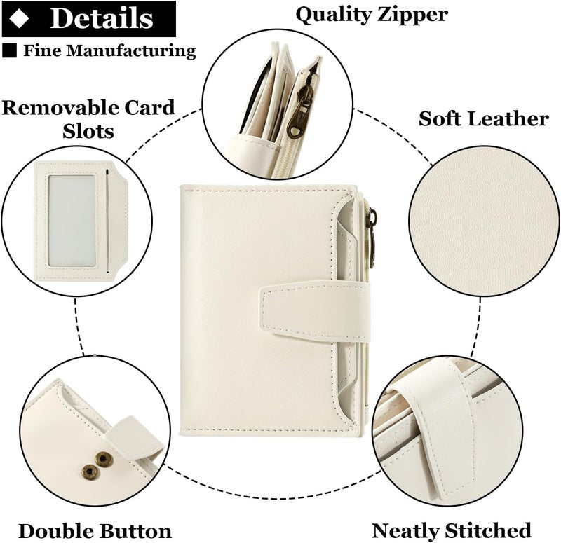 Airkit Small Wallet Women RFID Blocking Soft Leather Bifold Compact Card Holder Wallet for Women with Zipper Coin Pocket 4 ID Window - Image 5